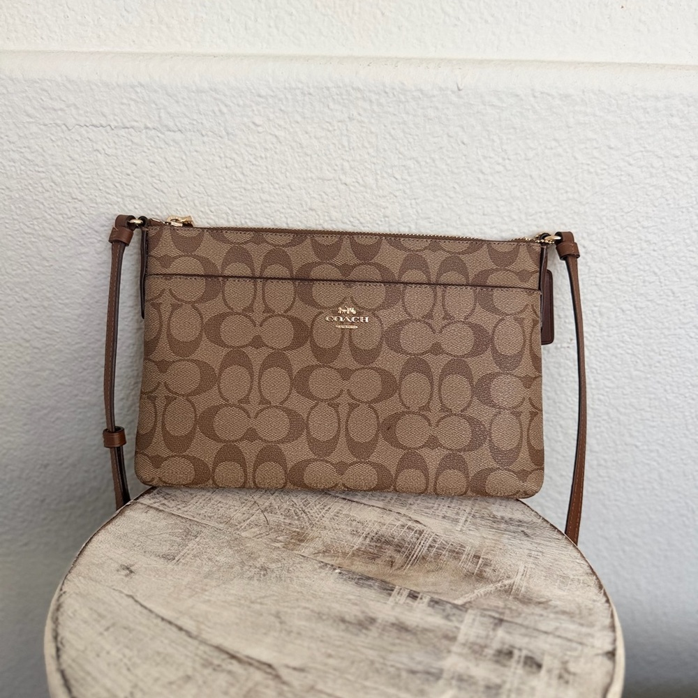 Coach Tan Signature Pouch